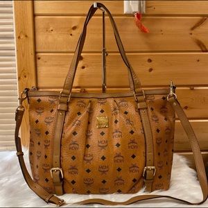 Authentic MCM Visetos Cognac TwoWay Tote